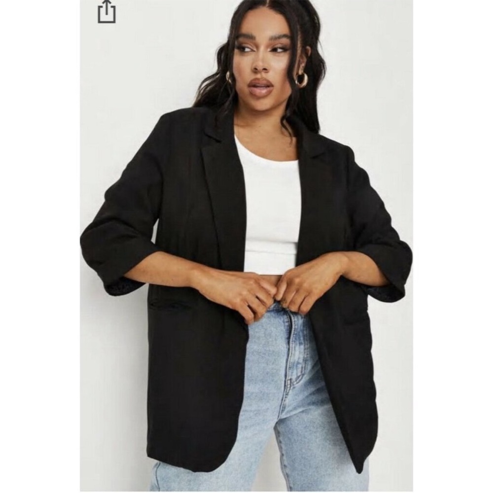 Missguided Plus NWT Black Pricepoint Boyfriend Blazer Academia Minimalist 18